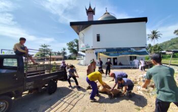 Kurban Perdana, Di Mesjid Musafir Potong 1 Ekor Sapi