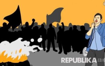 Foto : Ilustrasi Aksi Mahasiswa (Republika)