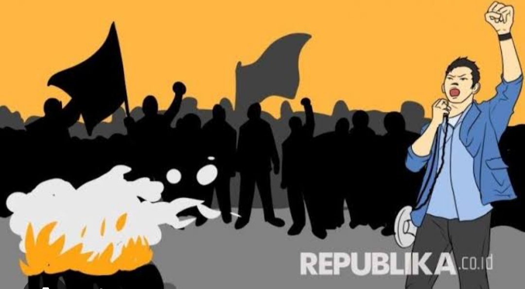 Foto : Ilustrasi Aksi Mahasiswa (Republika)